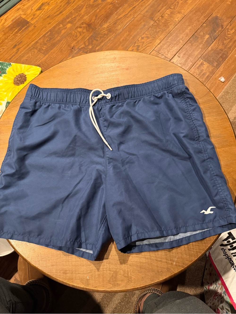 Hollister Men's Dark Blue Swim Trunks with Drawstring